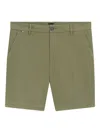 Hugo Boss Mens Medium Green Slip-pocket Straight-leg Slim-fit Stretch-cotton Shorts In Green
