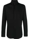 Hugo Boss Slim-fit Shirt In Performance-stretch Cotton-blend Jersey In Black
