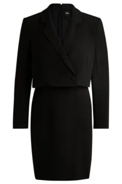 Hugo Boss Tailored Dress In Matte Fabric In Black