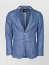 Hugo Boss Tailored Jacket With Flap Pockets And Vent In Blue