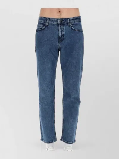 Hugo Boss Tailored Pants Belt Loops Contrast Stitching Pockets In Blue