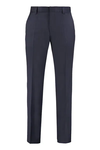 Hugo Boss Slim-fit Trousers In Patterned Stretch Twill In Gray