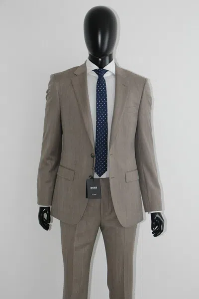 Pre-owned Hugo Boss Tailored Suit, Mod. T-harvers4/glover3, Size 94 / Us 38l, Slim Fit In Beige