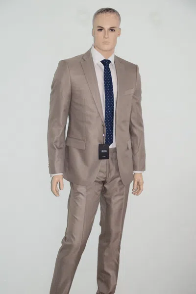 Pre-owned Hugo Boss Tailored Suit, Mod. T-howard2/court3, Size 102 / Us 42l, 100% Silk In Beige