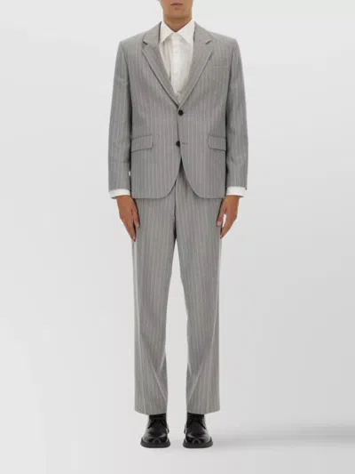 Hugo Boss Tailored Suit With Buttoned Cuffs And Pockets In Gray