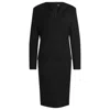 Hugo Boss Tailored V-neck Dress With Flap Pockets In Relaxed Fit In Black