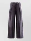 Hugo Boss Tailored Wide Leg Trousers Featuring Pockets In Purple