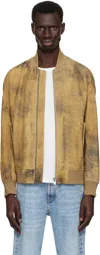 Hugo Boss Tan Distressed Suede Bomber Jacket In 261-medium Beige