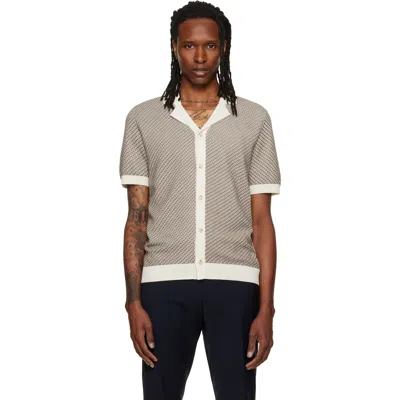 Hugo Boss Tan Knit Short Sleeve Cardigan Shirt In 119-open White