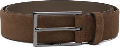 Hugo Boss Tan Suede Belt In Brown