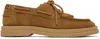 Hugo Boss Tan Suede Boat Shoes In Brown