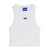 Hugo Boss Tank Top In Ribbed Stretch Cotton With Logo Badge In White