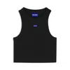 Hugo Boss Tank Top In Ribbed Stretch Cotton With Logo Badge In Black
