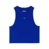 Hugo Boss Tank Top In Ribbed Stretch Cotton With Logo Badge In Blue