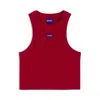 Hugo Boss Tank Top In Ribbed Stretch Cotton With Logo Badge In Red