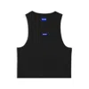Hugo Boss Tank Top In Ribbed Stretch Cotton With Logo Badge In Black