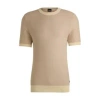 HUGO BOSS TANTINO SHORT SLEEVE COTTON BLEND SWEATER WITH MICRO STRUCTURE IN OPEN WHITE 50511762 131