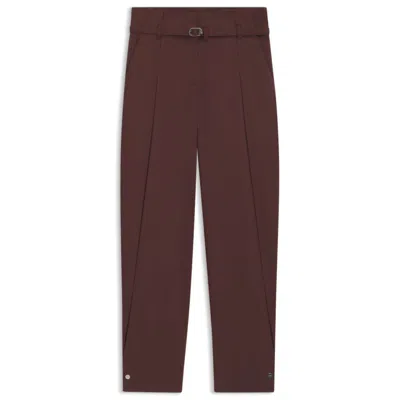 Hugo Boss Tapered-fit Cargo Pants In Italian Cotton Twill In Burgundy