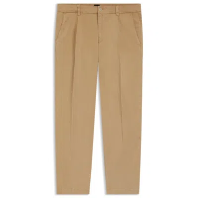 Hugo Boss Tapered-fit Drawstring Pants In Stretch-cotton Twill In Neutral