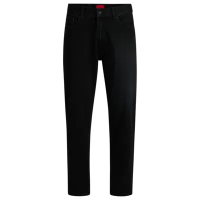 HUGO BOSS TAPERED-FIT JEANS IN BLACK DENIM