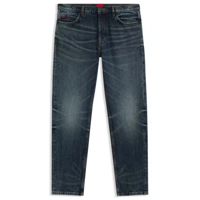 Hugo Boss Tapered-fit Jeans In Blue Stonewashed Denim