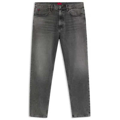 Hugo Boss Tapered-fit Jeans In Gray Denim With Used Effects