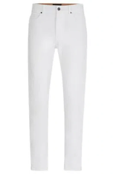Hugo Boss Tapered-fit Jeans In White Italian Stretch Denim