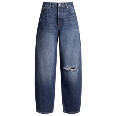 Hugo Boss Tapered-fit Jeans With Barrel Leg In Blue