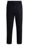 Hugo Boss Tapered-fit Drawstring Pants In Stretch-cotton Twill In Dark Blue