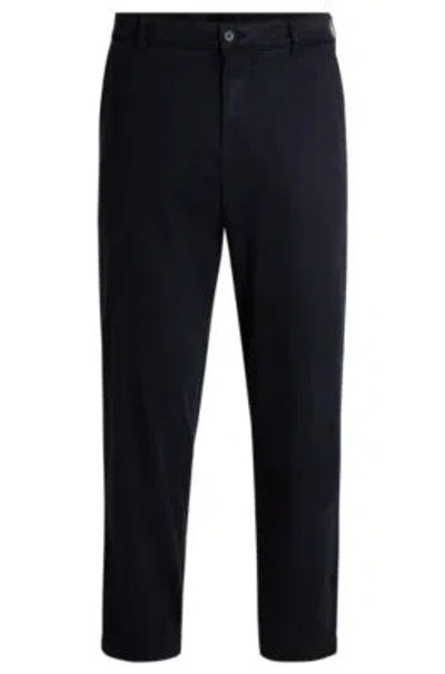 Hugo Boss Boss Mens Dark Blue Tapered-leg Tapered-fit Stretch-woven Trousers In Black