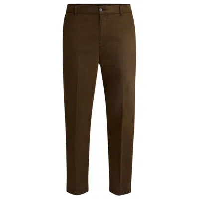 Hugo Boss Tapered-fit Regular-rise Trousers In Stretch Twill In Green