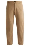 Hugo Boss Tapered-fit Regular-rise Trousers In Stretch Twill In Light Beige