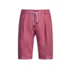 Hugo Boss Tapered-fit Shorts In Wrinkle-resistant Linen In Pink