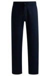 Hugo Boss Tapered-fit Trousers In A Linen Blend In Dark Blue