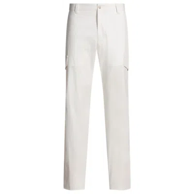 Hugo Boss Tapered-fit Trousers In Cotton, Silk And Stretch In White