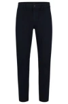 Hugo Boss Tapered-fit Trousers In Honeycomb-structured Stretch Cotton In Dark Blue