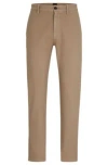 Hugo Boss Tapered-fit Trousers In Honeycomb-structured Stretch Cotton In Light Brown