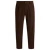 Hugo Boss Tapered-fit Trousers In Stretch Twill In Brown