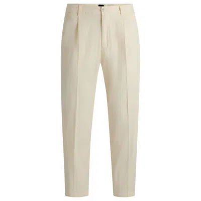 Hugo Boss Tapered-fit Trousers In Stretch Twill In White