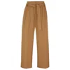 Hugo Boss Tapered-fit Wide-leg Trousers With Fabric Belt In Beige