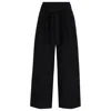 Hugo Boss Women's Tapered-fit Wide-leg Trousers With Fabric Belt In Black