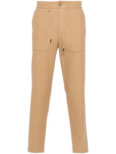 Hugo Boss Tapered-leg Drawstring Trousers In Braun
