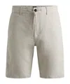 Hugo Boss Tapered-fit Shorts In A Linen Blend In Gray