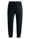 Hugo Boss Stretch-cotton Tracksuit Bottoms With Logo Print In Blue