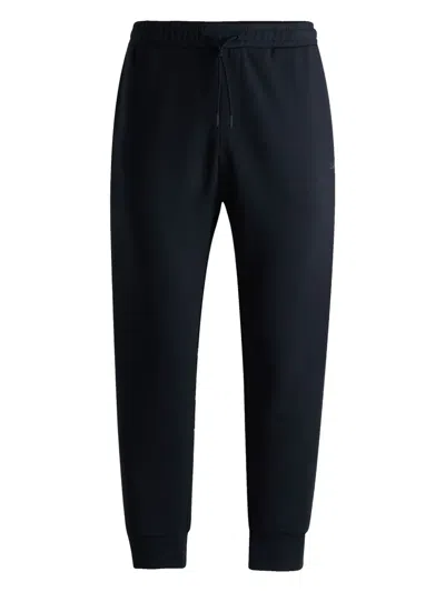 Hugo Boss Stretch-cotton Tracksuit Bottoms With Logo Print In Blue