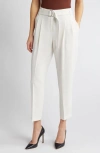 Hugo Boss Tapiah Belted Ankle Pants In Soft Cream