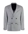 Hugo Boss Boss Prince Of Wales Checked Jacket In Gray