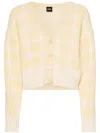Hugo Boss Tartan Knitted Cardigan In Neutrals