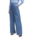 Hugo Boss Boss Tasena Hollywood Waist Linen & Cotton Wide Leg Pants In Light Pastel Blue