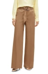 Hugo Boss Relaxed-fit Trousers In A Linen Blend In Iconic Camel